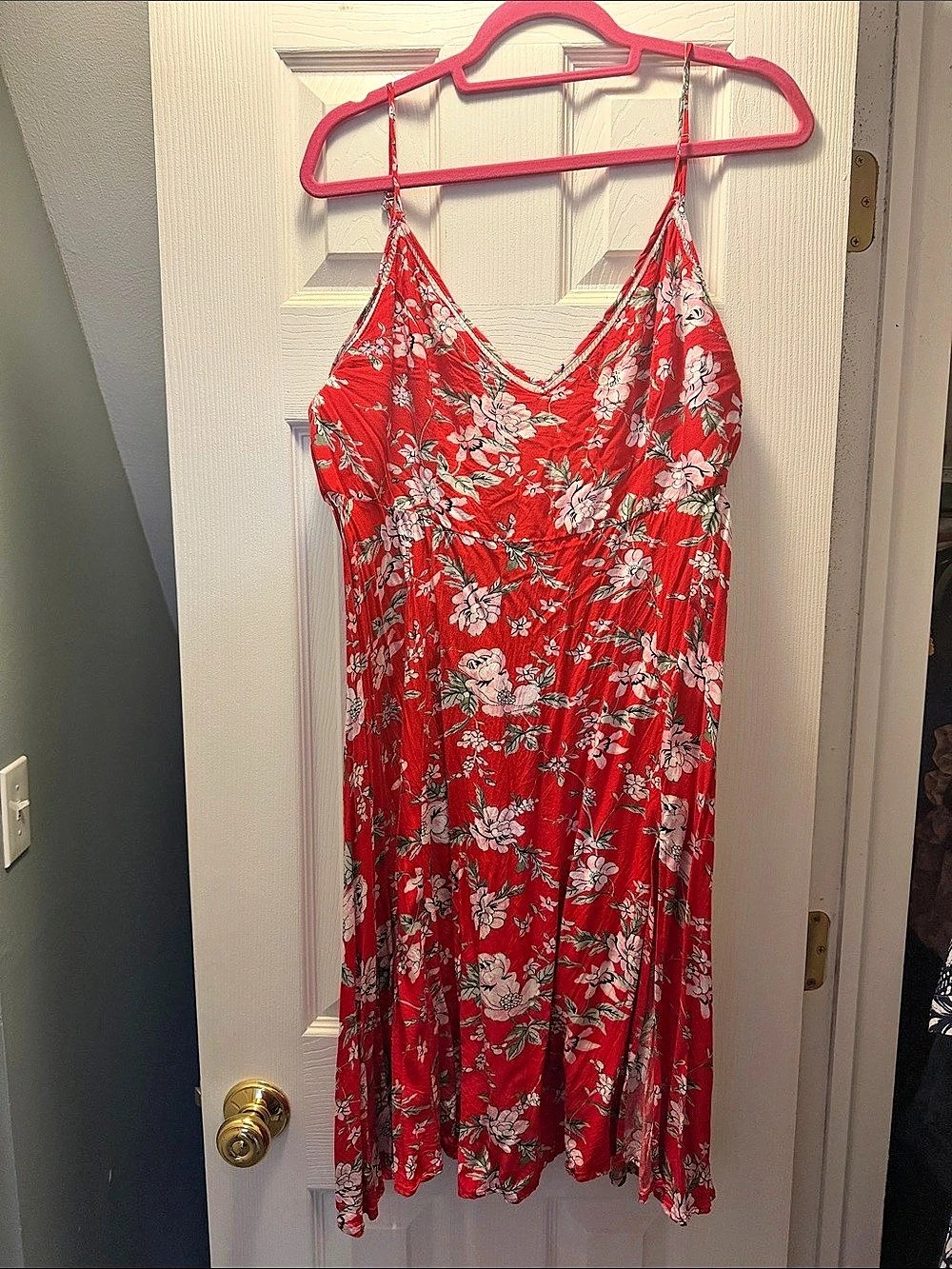 Floral Mini Dress in Red & White Like New
